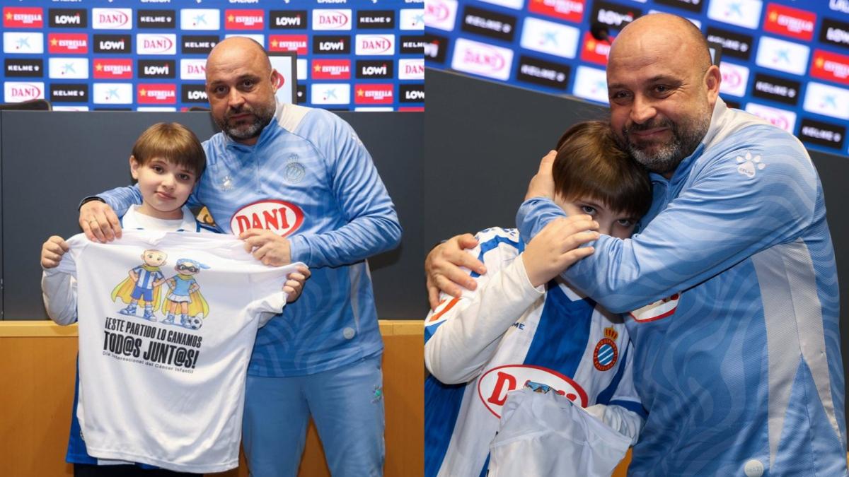 Manolo González dedica un emotivo mensaje a Héctor, niño luchador contra el cáncer, antes del Espanyol vs Celta